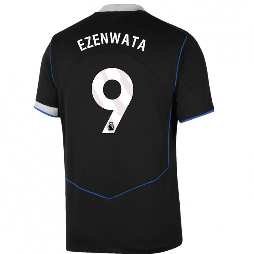 Danxen Dětské Chizaram Ezenwata #9 Černá Modrá Stříbrná Třetí Hráčské Dresy 2025/26 Dres