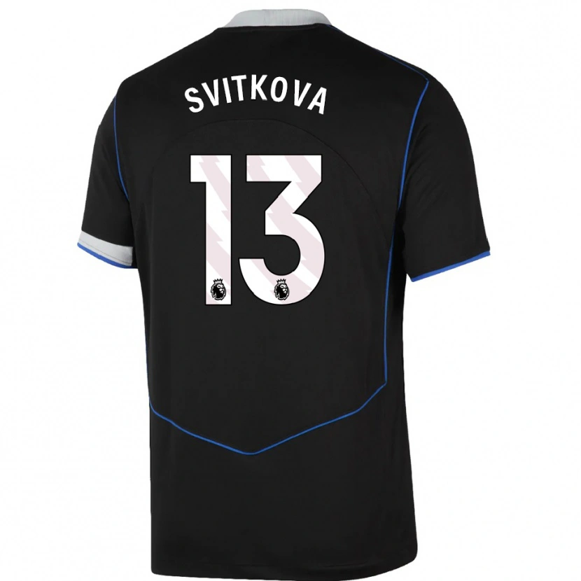 Danxen Dětské Katerina Svitkova #13 Černá Modrá Stříbrná Třetí Hráčské Dresy 2025/26 Dres