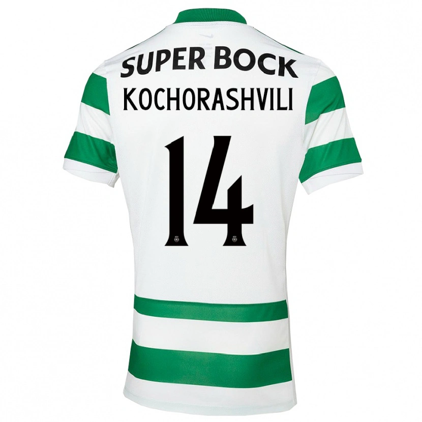 Danxen Pánské Giorgi Kochorashvili #14 Zelená Bílá Domů Hráčské Dresy 2025/26 Dres