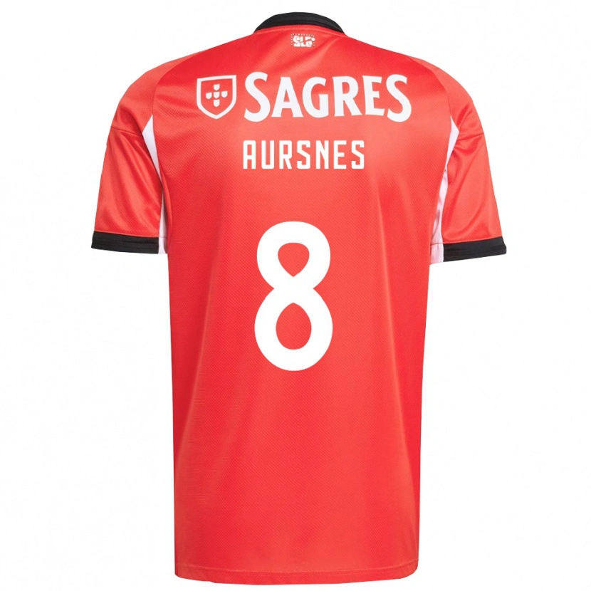 Danxen Pánské Fredrik Aursnes #8 Červená Bílá Domů Hráčské Dresy 2025/26 Dres