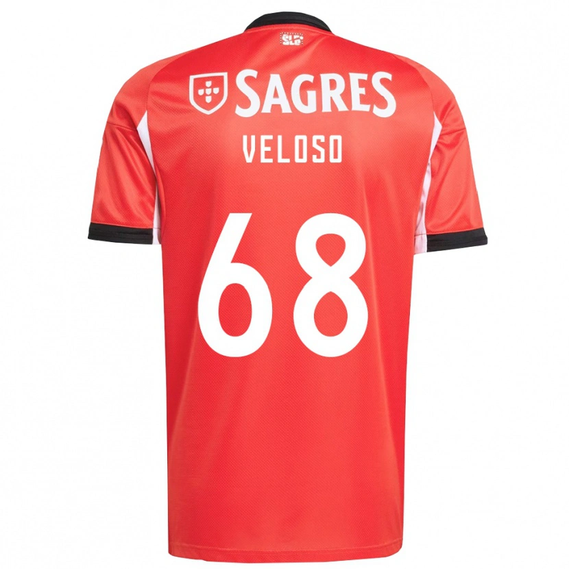Danxen Pánské João Veloso #68 Červená Bílá Domů Hráčské Dresy 2025/26 Dres