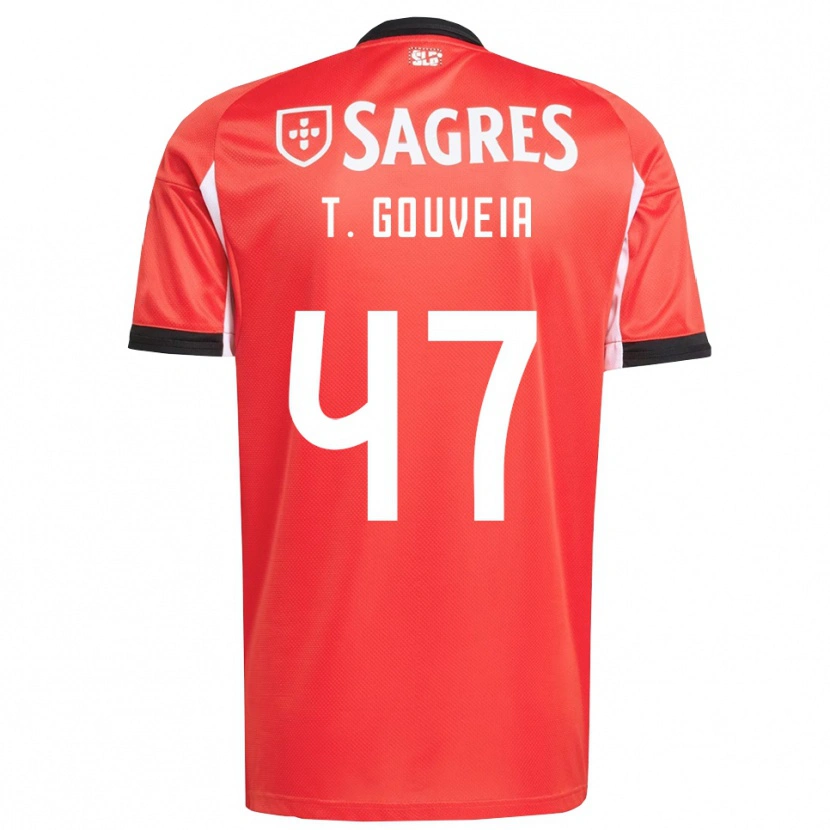 Danxen Pánské Tiago Gouveia #47 Červená Bílá Domů Hráčské Dresy 2025/26 Dres