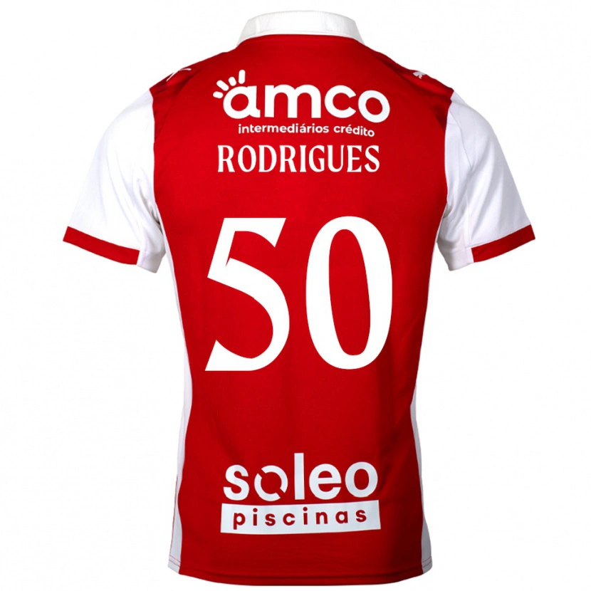 Danxen Pánské Diego Rodrigues #50 Červená Bílá Domů Hráčské Dresy 2025/26 Dres