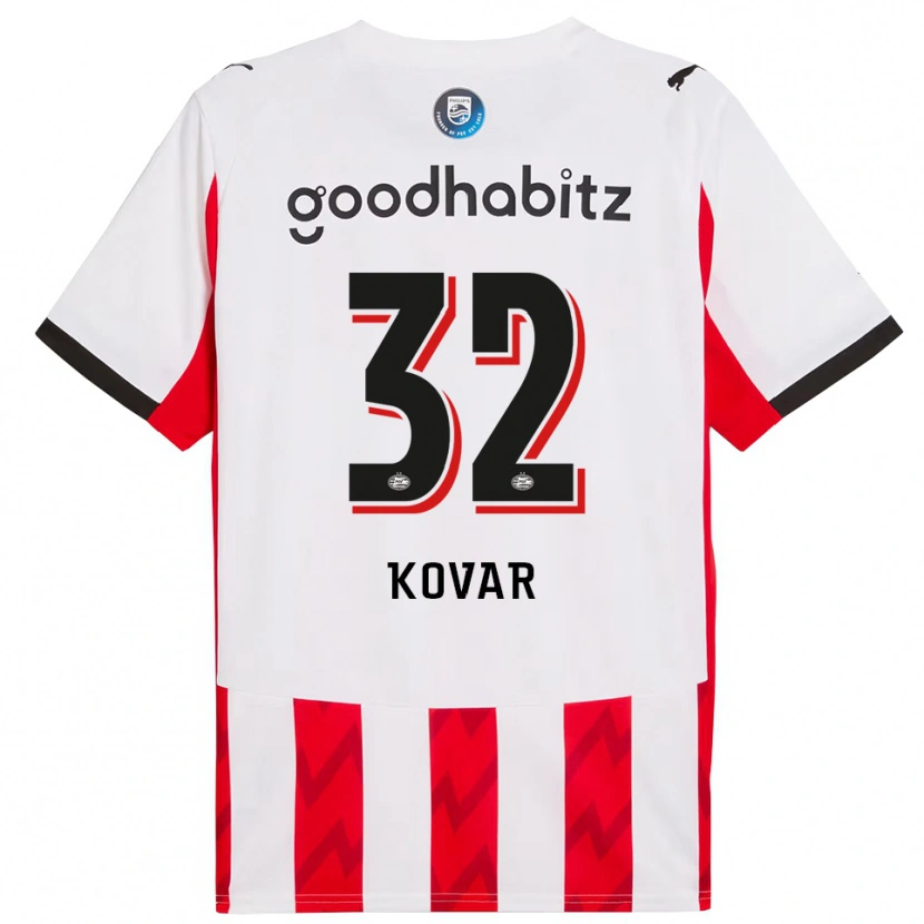 Danxen Pánské Matej Kovar #32 Červená Bílá Domů Hráčské Dresy 2025/26 Dres