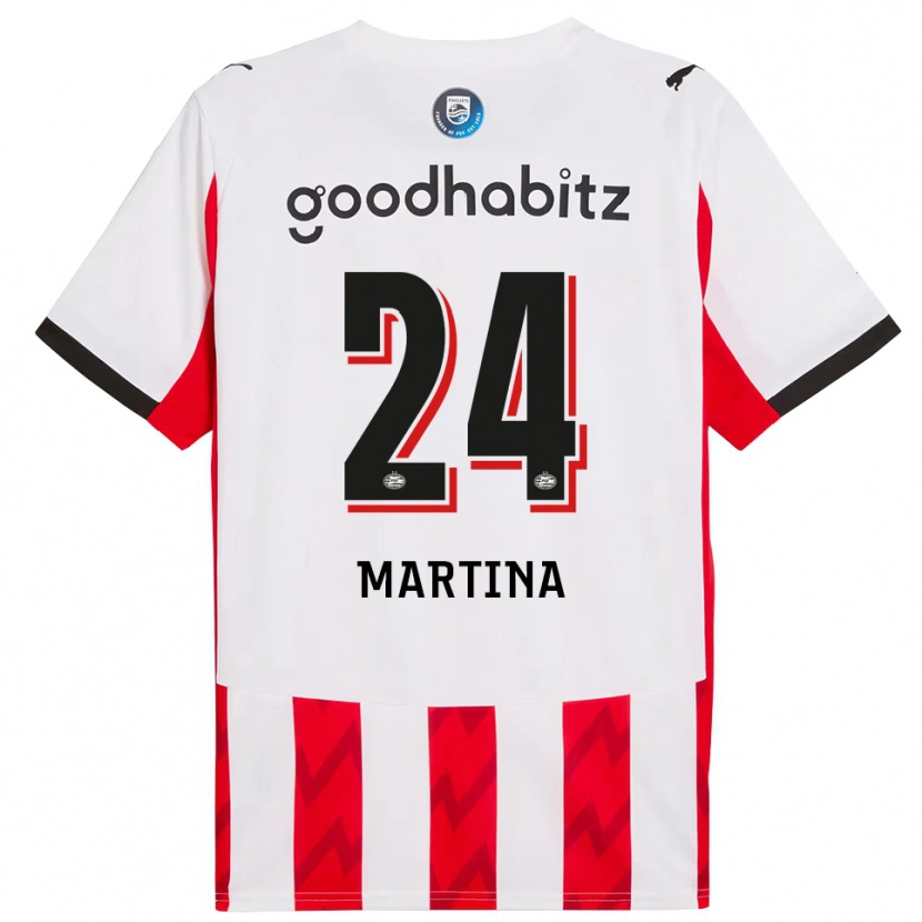 Danxen Pánské Shijona Martina #24 Červená Bílá Domů Hráčské Dresy 2025/26 Dres