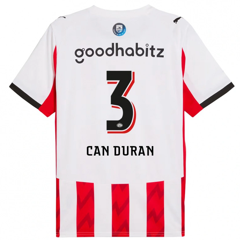 Danxen Pánské Emre Can Duran #3 Červená Bílá Domů Hráčské Dresy 2025/26 Dres