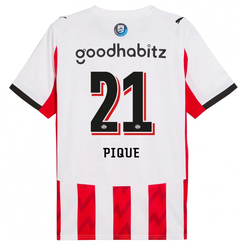 Danxen Pánské Naomi Piqué #21 Červená Bílá Domů Hráčské Dresy 2025/26 Dres