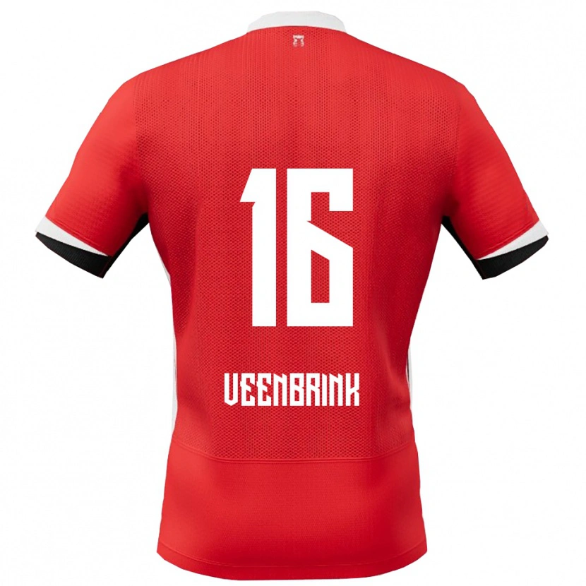 Danxen Pánské Jayden Veenbrink #16 Červená Bílá Domů Hráčské Dresy 2025/26 Dres