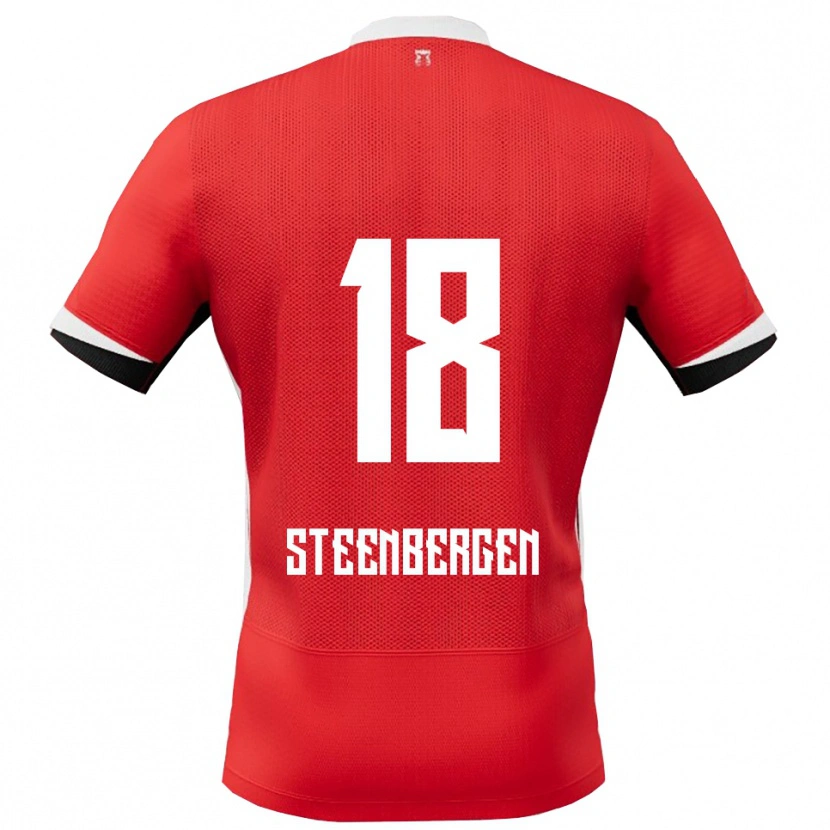 Danxen Pánské Thom Steenbergen #18 Červená Bílá Domů Hráčské Dresy 2025/26 Dres