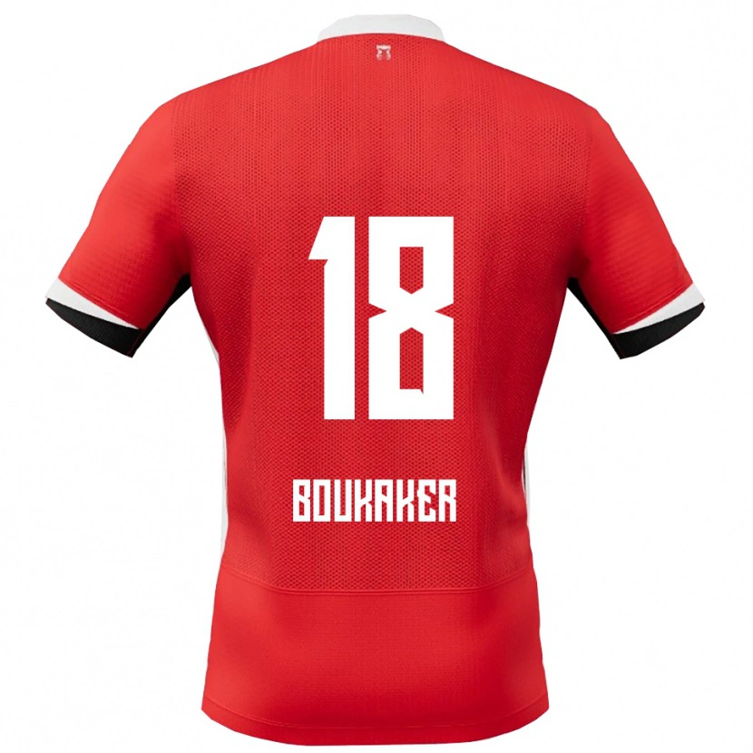 Danxen Pánské Romaissa Boukaker #18 Červená Bílá Domů Hráčské Dresy 2025/26 Dres