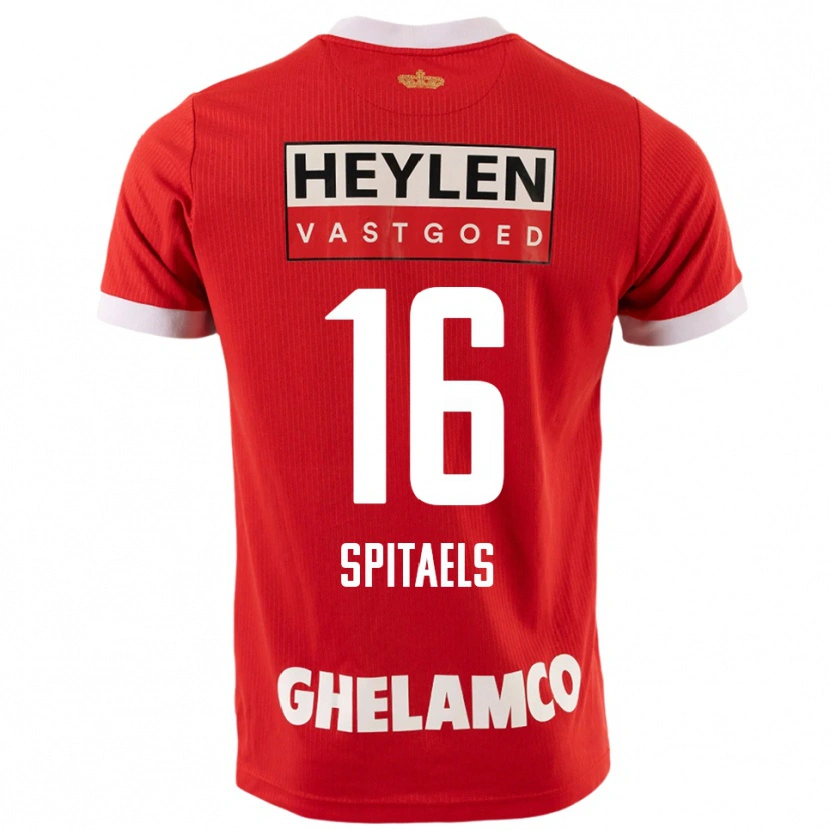 Danxen Pánské Nathan Spitaels #16 Červená Bílá Domů Hráčské Dresy 2025/26 Dres