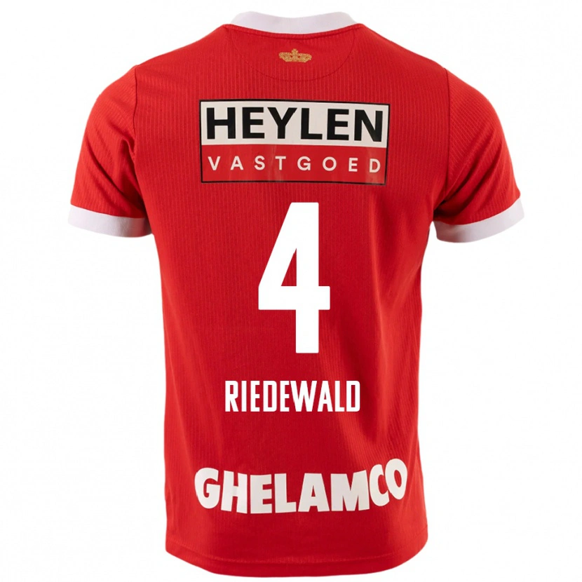 Danxen Pánské Jairo Riedewald #4 Červená Bílá Domů Hráčské Dresy 2025/26 Dres