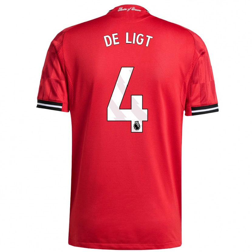 Danxen Pánské Matthijs De Ligt #4 Červená Černá Bílá Domů Hráčské Dresy 2025/26 Dres
