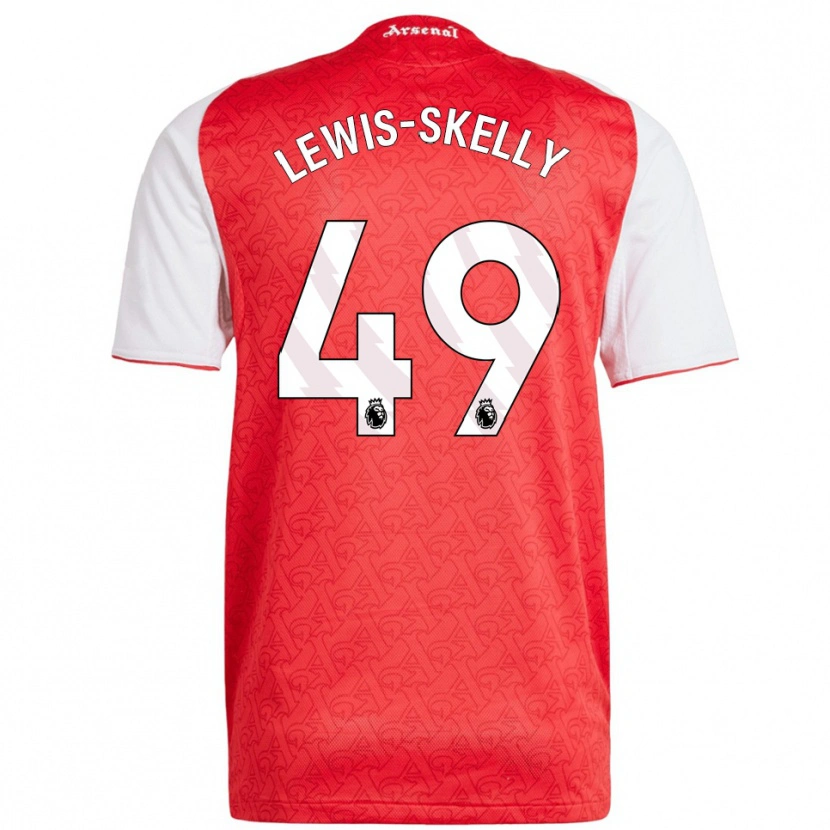 Danxen Pánské Myles Lewis-Skelly #49 Červená Bílá Domů Hráčské Dresy 2025/26 Dres