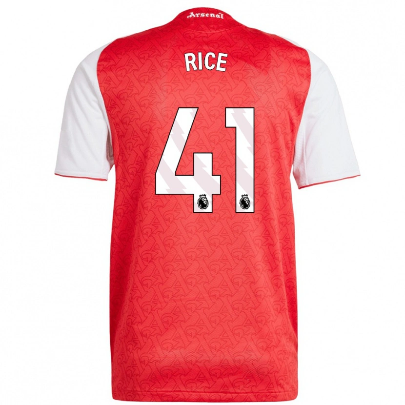 Danxen Pánské Declan Rice #41 Červená Bílá Domů Hráčské Dresy 2025/26 Dres
