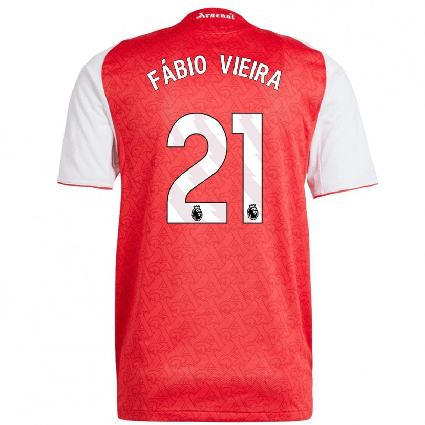 Danxen Pánské Fábio Vieira #21 Červená Bílá Domů Hráčské Dresy 2025/26 Dres