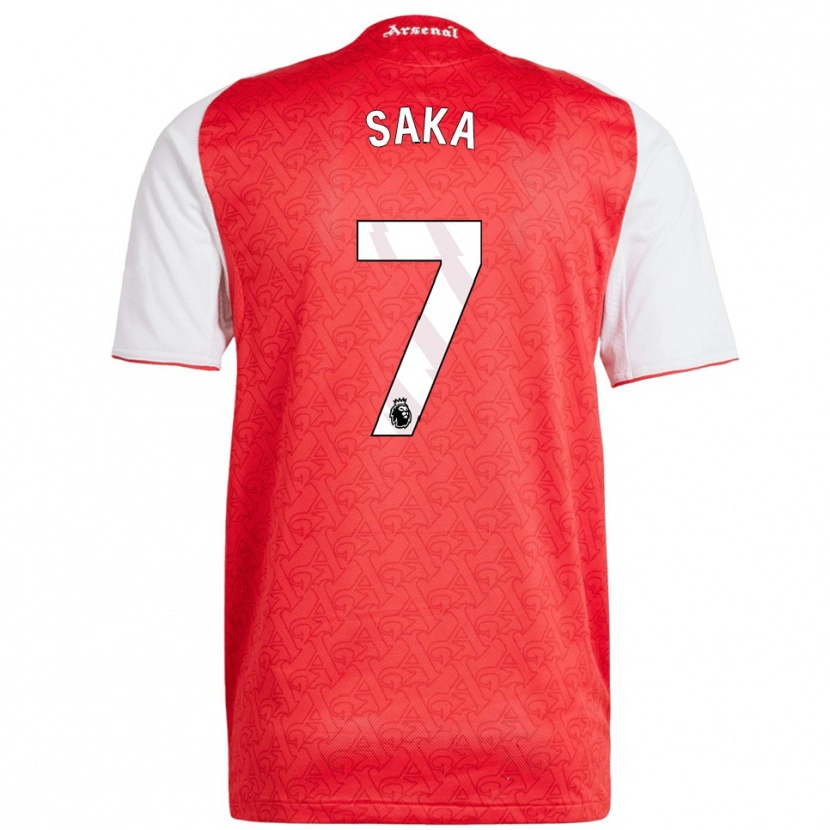 Danxen Pánské Bukayo Saka #7 Červená Bílá Domů Hráčské Dresy 2025/26 Dres