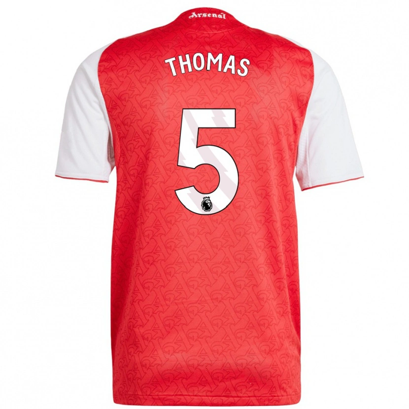 Danxen Pánské Thomas Partey #5 Červená Bílá Domů Hráčské Dresy 2025/26 Dres