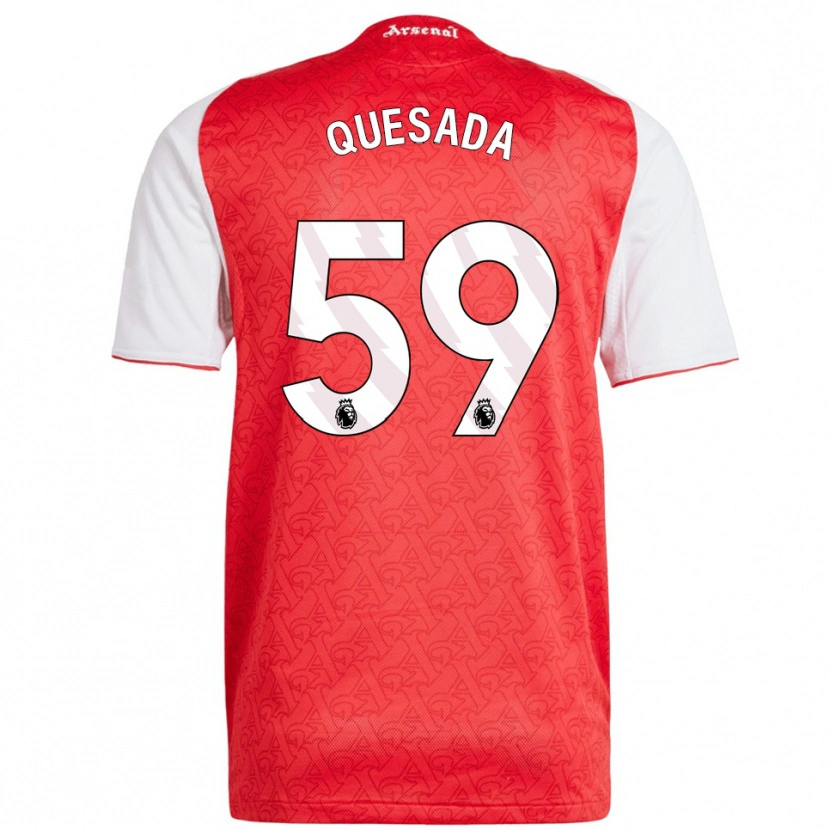 Danxen Pánské Elián Quesada #59 Červená Bílá Domů Hráčské Dresy 2025/26 Dres