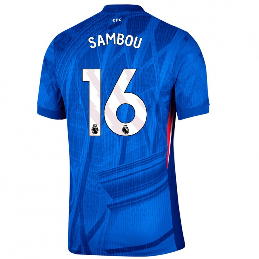 Danxen Pánské Gabriel Sambou #16 Modrá Bílá Domů Hráčské Dresy 2025/26 Dres