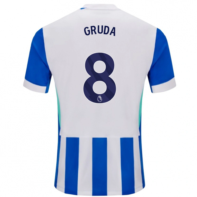 Danxen Pánské Brajan Gruda #8 Modrá Bílá Domů Hráčské Dresy 2025/26 Dres