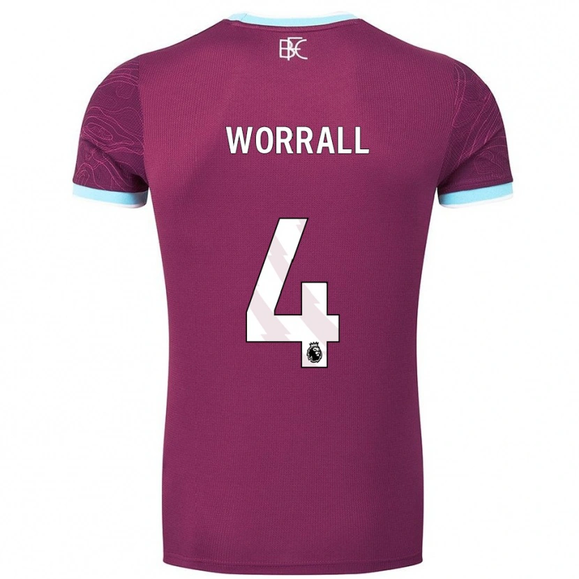 Danxen Pánské Joe Worrall #4 Burgundská Nebesky Modrá Domů Hráčské Dresy 2025/26 Dres