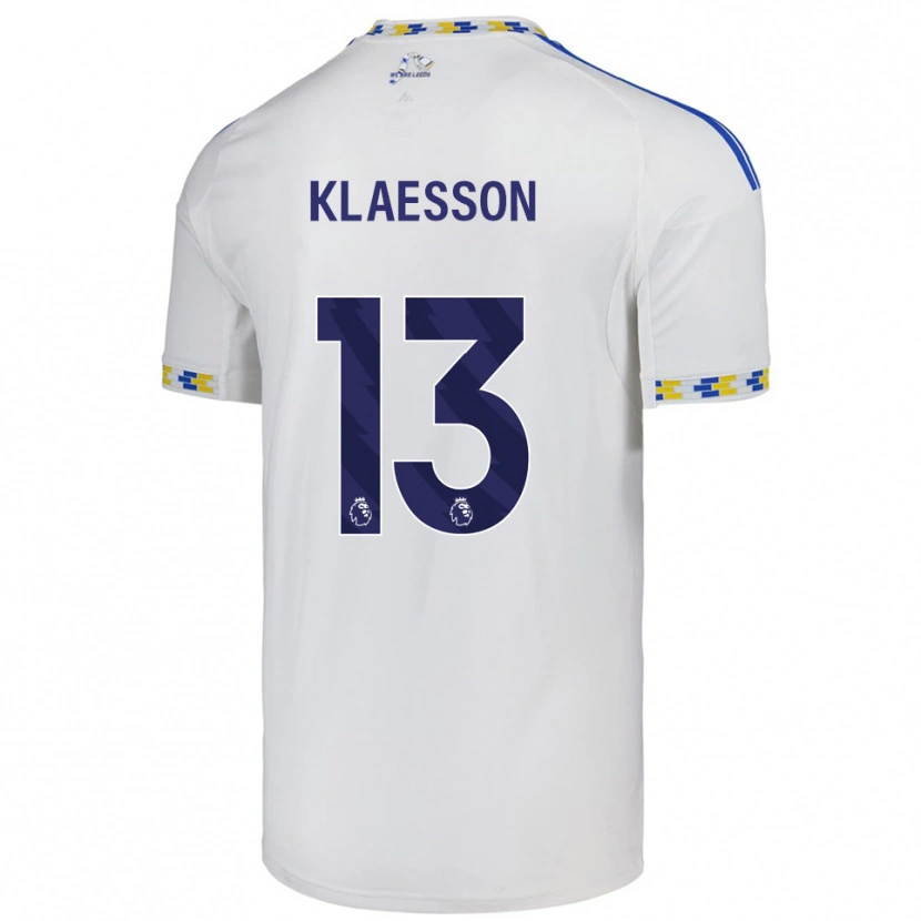 Danxen Pánské Kristoffer Klaesson #13 Bílá Modrá Domů Hráčské Dresy 2025/26 Dres