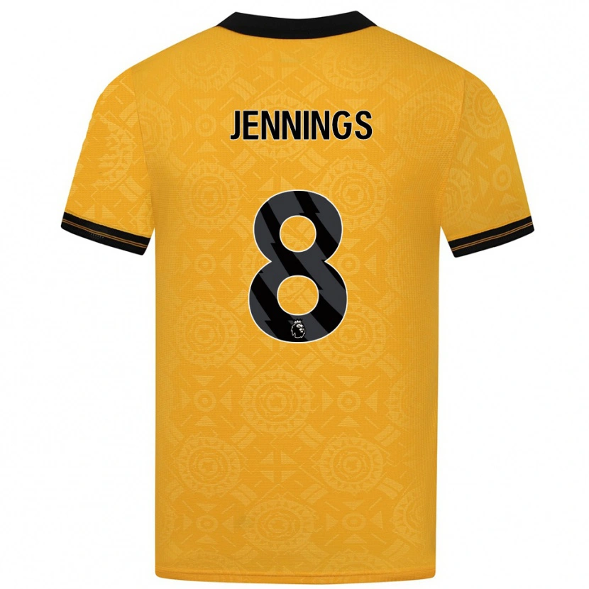 Danxen Pánské Shannie Jennings #8 Žlutá Černá Domů Hráčské Dresy 2025/26 Dres