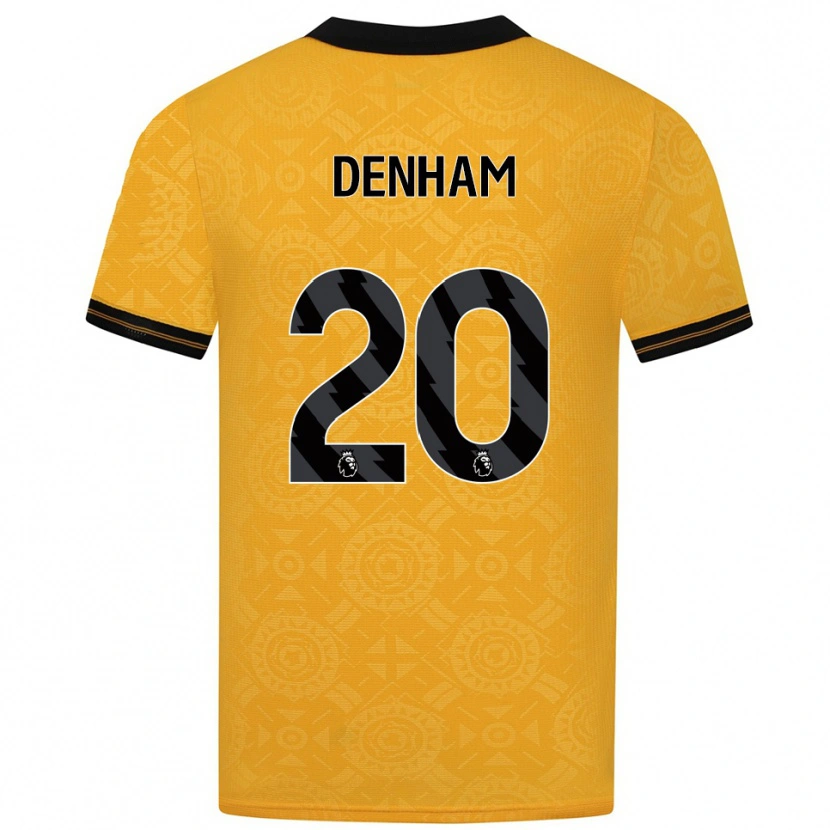 Danxen Pánské Ania Denham #20 Žlutá Černá Domů Hráčské Dresy 2025/26 Dres