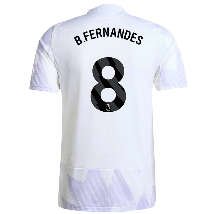 Danxen Pánské Bruno Fernandes #8 Bílá Fialová Fialová Daleko Hráčské Dresy 2025/26 Dres