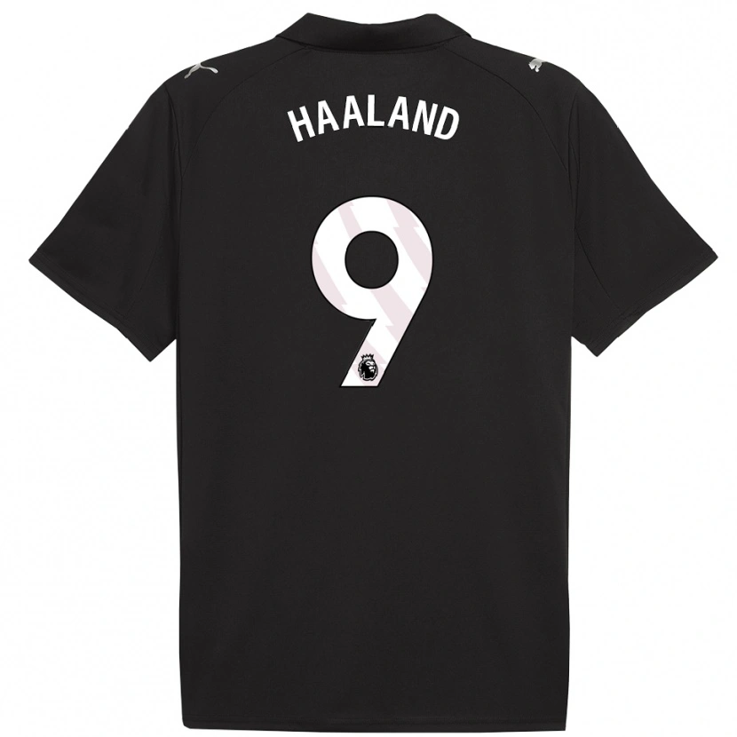 Danxen Pánské Erling Haaland #9 Černá Bílá Daleko Hráčské Dresy 2025/26 Dres