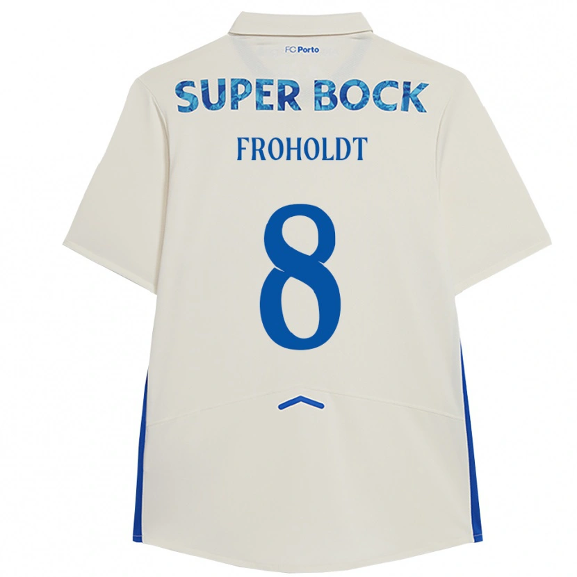 Danxen Pánské Victor Froholdt #8 Bílá Modrá Třetí Hráčské Dresy 2025/26 Dres