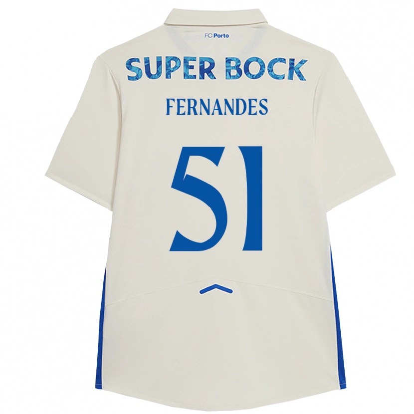 Danxen Pánské Diogo Fernandes #51 Bílá Modrá Třetí Hráčské Dresy 2025/26 Dres