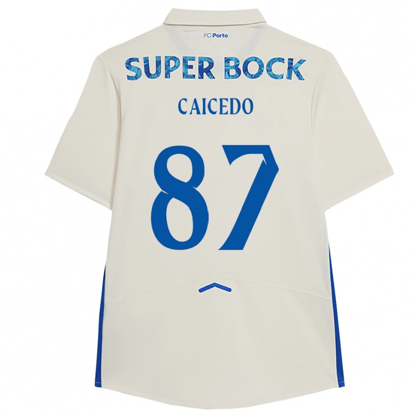 Danxen Pánské Brayan Caicedo #87 Bílá Modrá Třetí Hráčské Dresy 2025/26 Dres