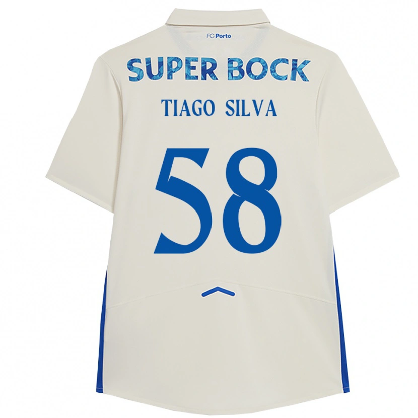 Danxen Pánské Tiago Silva #58 Bílá Modrá Třetí Hráčské Dresy 2025/26 Dres