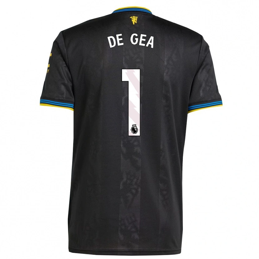 Danxen Pánské David De Gea #1 Černá Žlutá Modrá Třetí Hráčské Dresy 2025/26 Dres