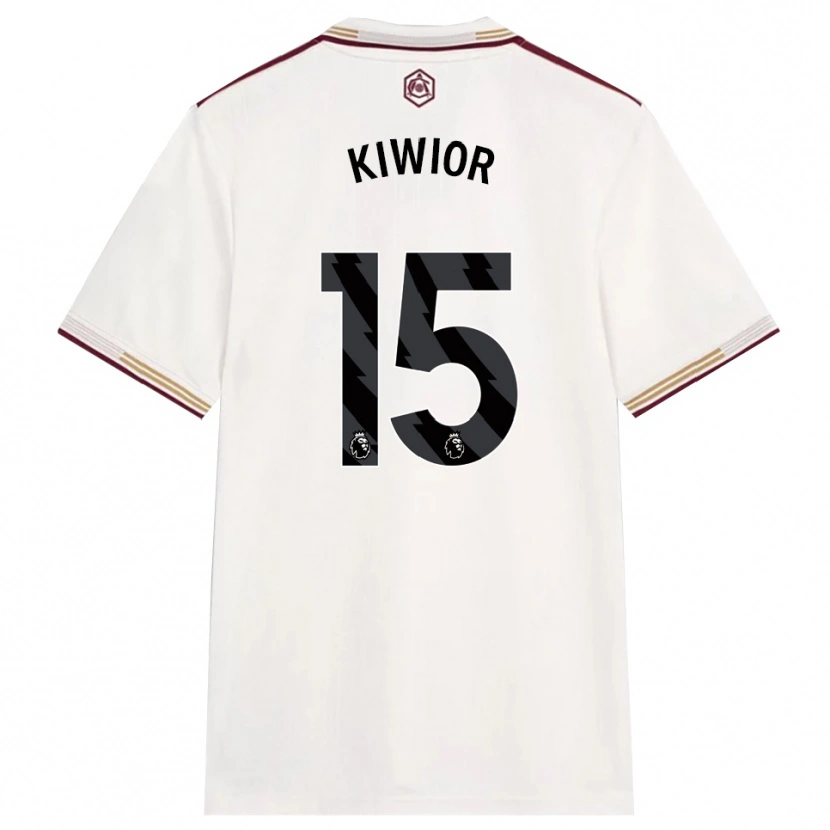 Danxen Pánské Jakub Kiwior #15 Smetanově Bílá Burgundská Třetí Hráčské Dresy 2025/26 Dres