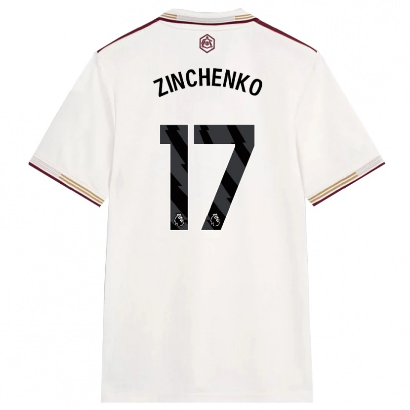 Danxen Pánské Oleksandr Zinchenko #17 Smetanově Bílá Burgundská Třetí Hráčské Dresy 2025/26 Dres