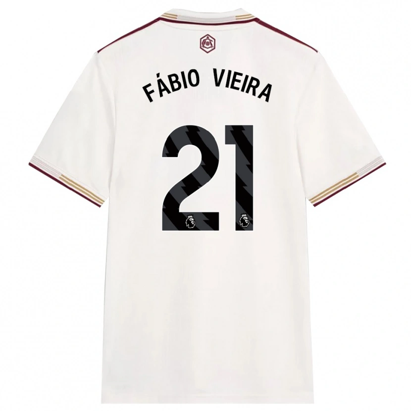 Danxen Pánské Fábio Vieira #21 Smetanově Bílá Burgundská Třetí Hráčské Dresy 2025/26 Dres