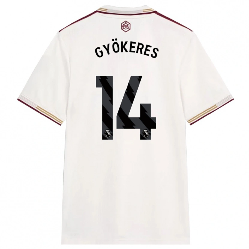 Danxen Pánské Viktor Gyökeres #14 Smetanově Bílá Burgundská Třetí Hráčské Dresy 2025/26 Dres