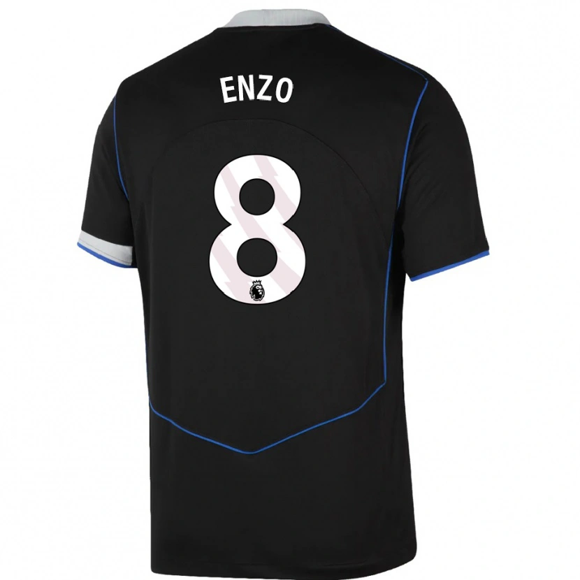 Danxen Pánské Enzo Fernández #8 Černá Modrá Stříbrná Třetí Hráčské Dresy 2025/26 Dres