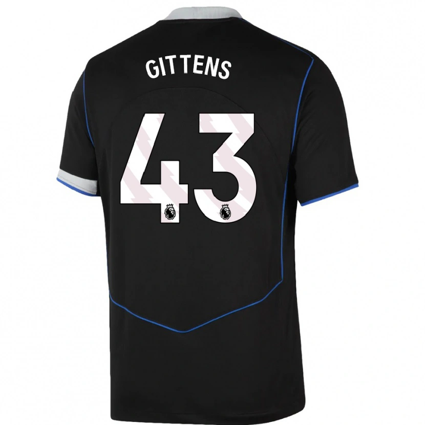 Danxen Pánské Jamie Gittens #43 Černá Modrá Stříbrná Třetí Hráčské Dresy 2025/26 Dres