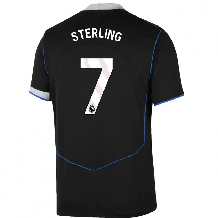 Danxen Pánské Raheem Sterling #7 Černá Modrá Stříbrná Třetí Hráčské Dresy 2025/26 Dres