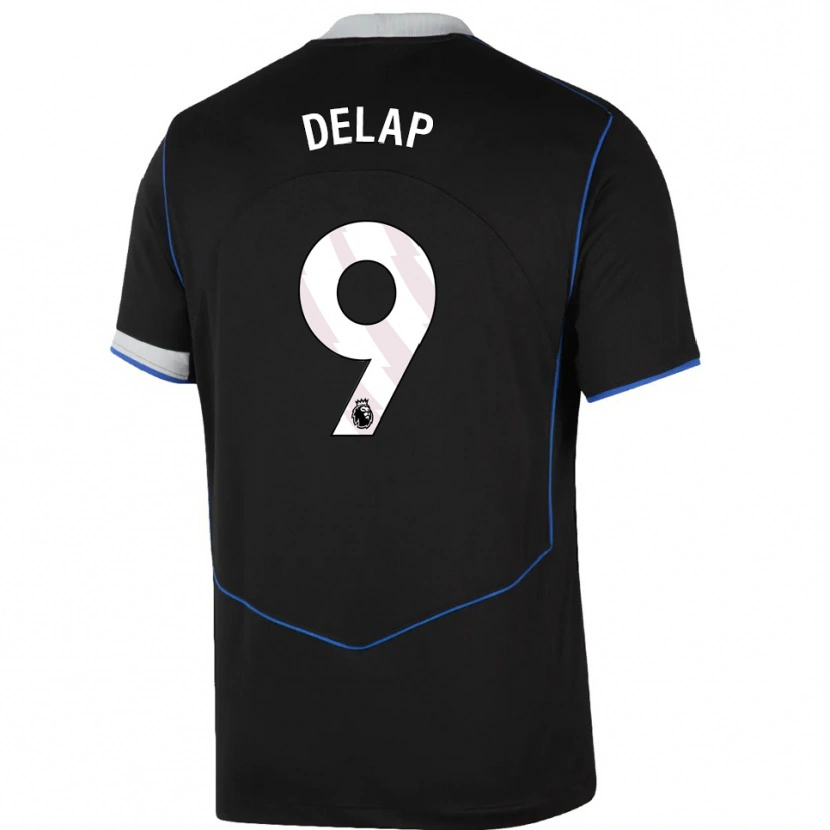 Danxen Pánské Liam Delap #9 Černá Modrá Stříbrná Třetí Hráčské Dresy 2025/26 Dres