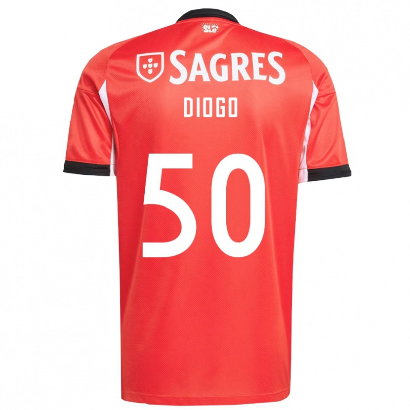 Danxen Dámské Diogo Ferreira #50 Červená Bílá Domů Hráčské Dresy 2025/26 Dres