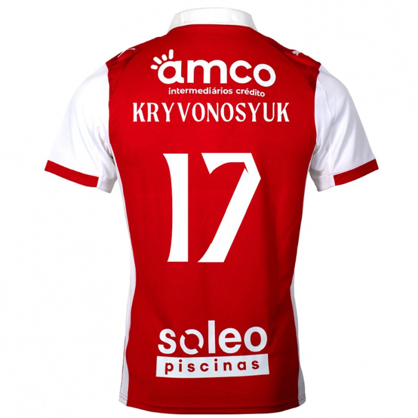Danxen Dámské Leonardo Kryvonosyuk #17 Červená Bílá Domů Hráčské Dresy 2025/26 Dres