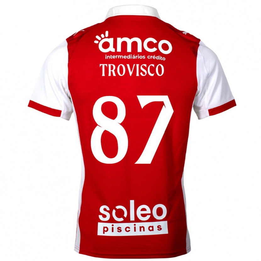 Danxen Dámské João Trovisco #87 Červená Bílá Domů Hráčské Dresy 2025/26 Dres