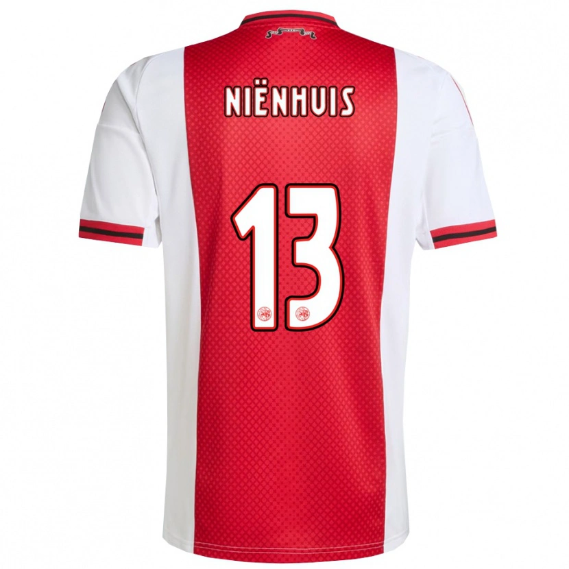 Danxen Dámské Lois Niënhuis #13 Červená Bílá Domů Hráčské Dresy 2025/26 Dres