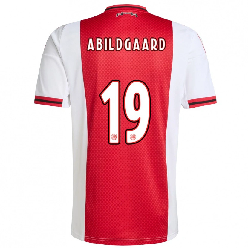 Danxen Dámské Lasse Abildgaard #19 Červená Bílá Domů Hráčské Dresy 2025/26 Dres