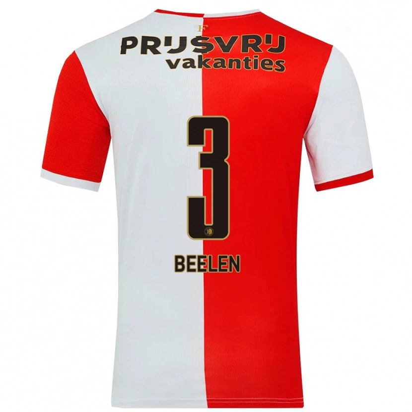 Danxen Dámské Thomas Beelen #3 Červená Bílá Domů Hráčské Dresy 2025/26 Dres